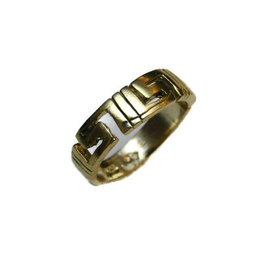 14k Solid Yellow Gold Greek Pattern Band Ring!! - Picture 2 of 4